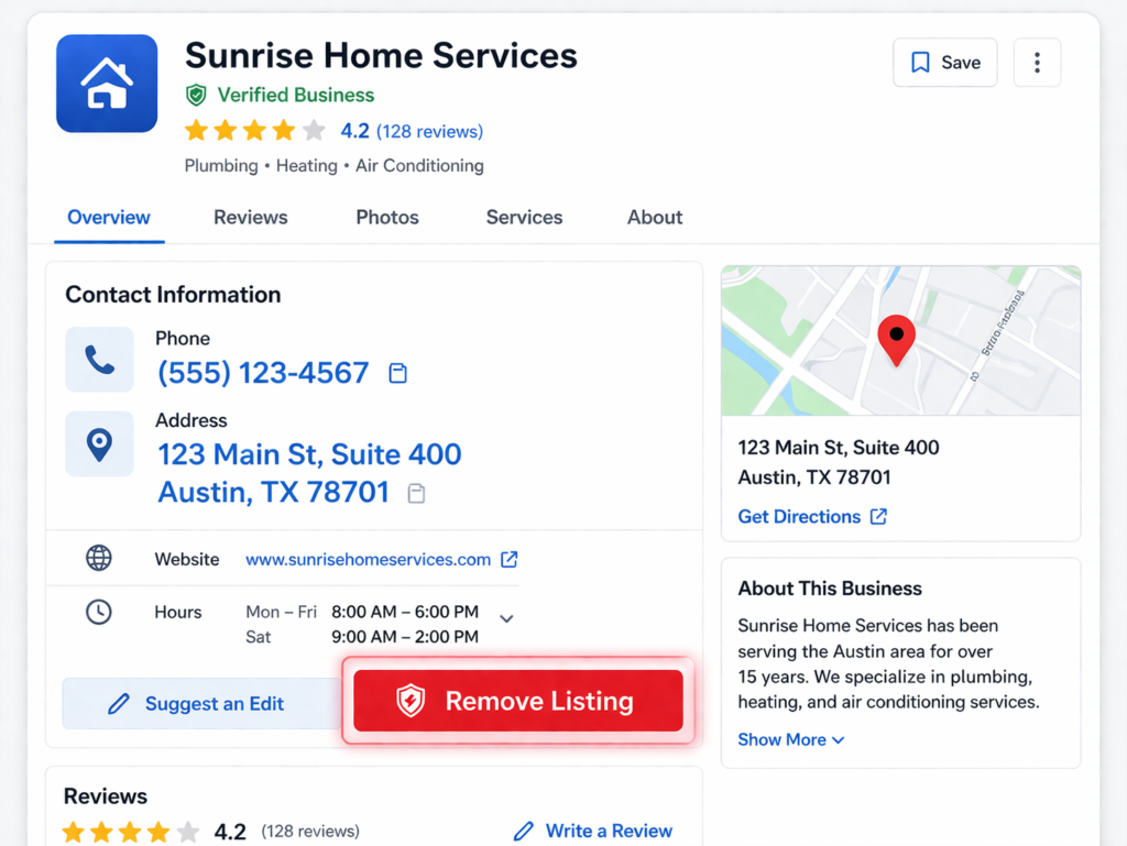 how to remove your personal information from the internet: Modern business directory listing mockup