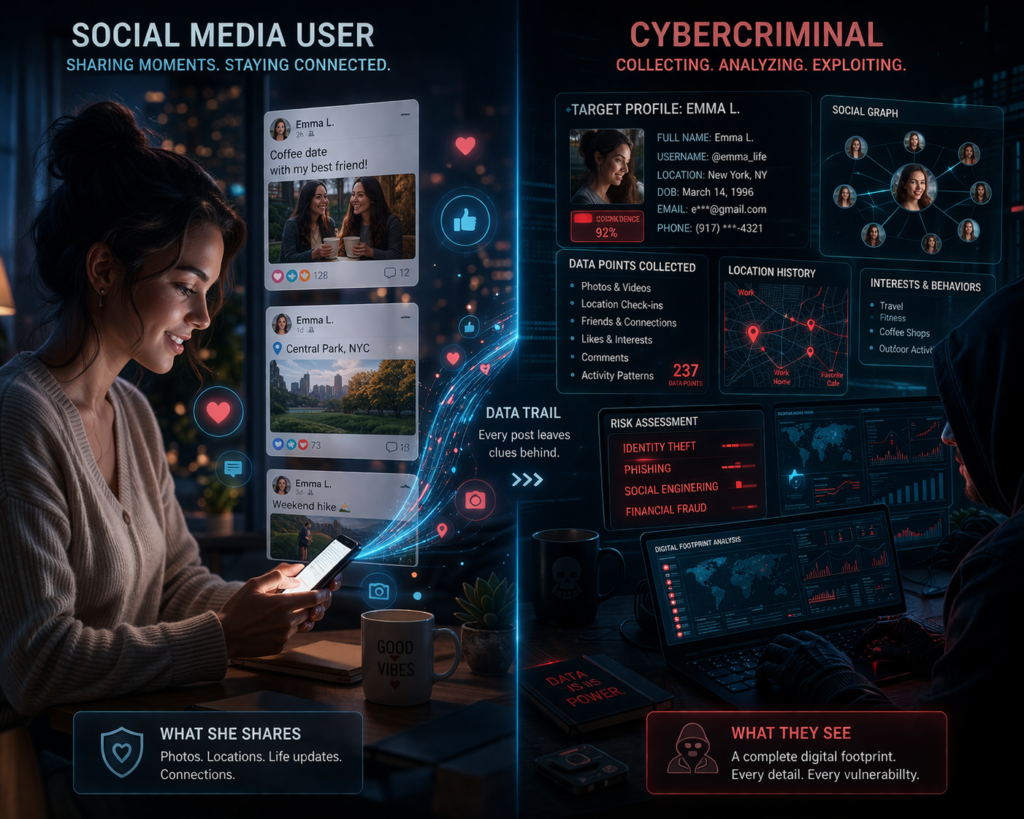 how to stay safe on social media: Sharing vs. exploiting digital footprints