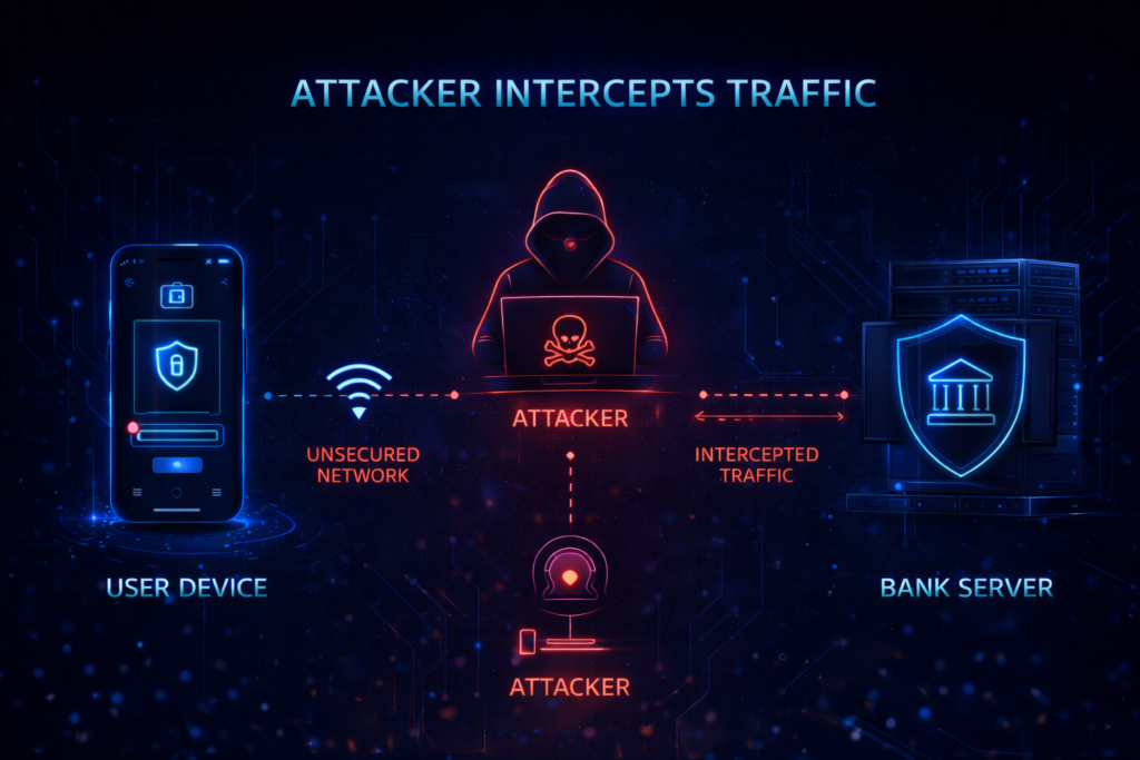 Is Online Banking Safe: Hacker intercepts traffic in cybersecurity attack