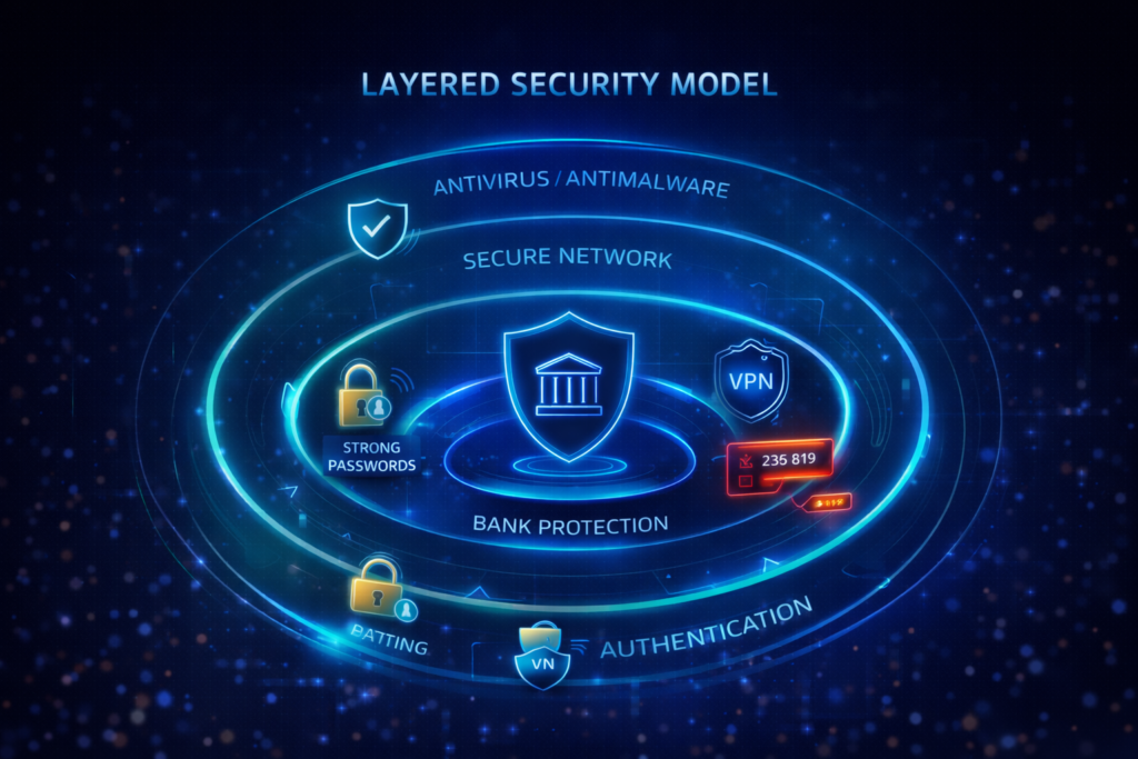 Is online banking safe: Layered security model for banking protection