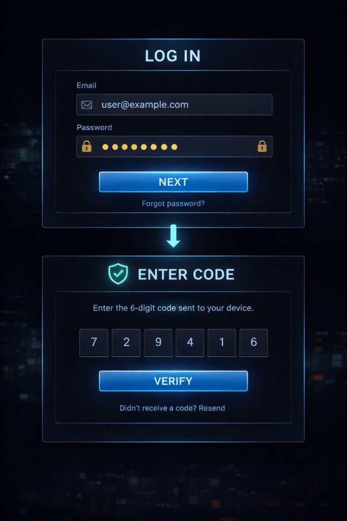 Cybersecurity Tips Everyone Should Know: Modern two-step authentication interface