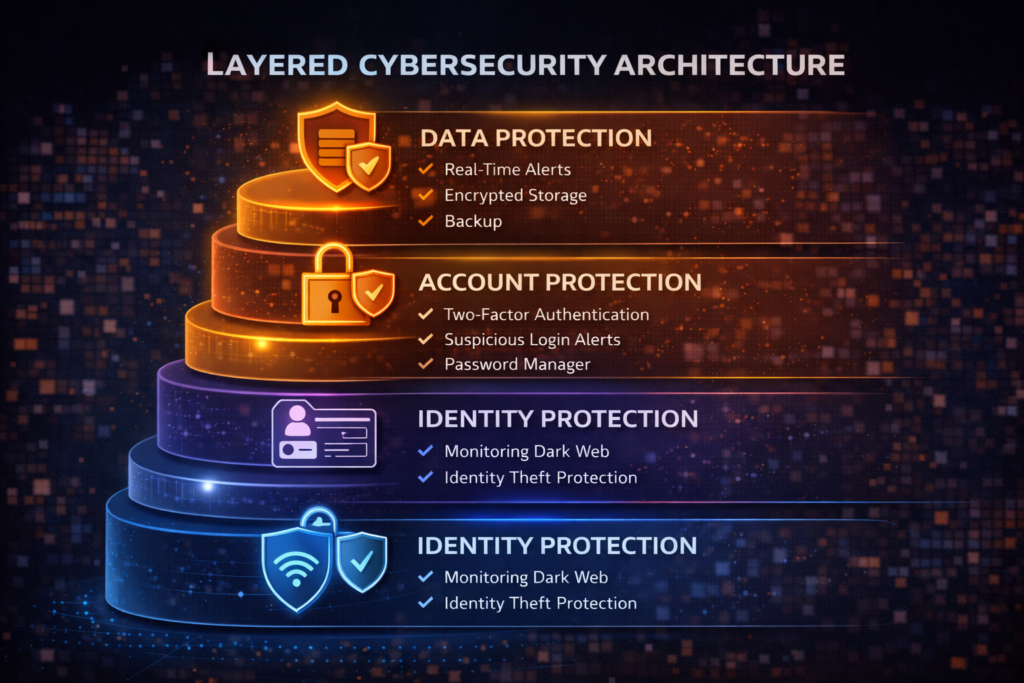 Cybersecurity Tips Everyone Should Know: Layered cybersecurity architecture diagram