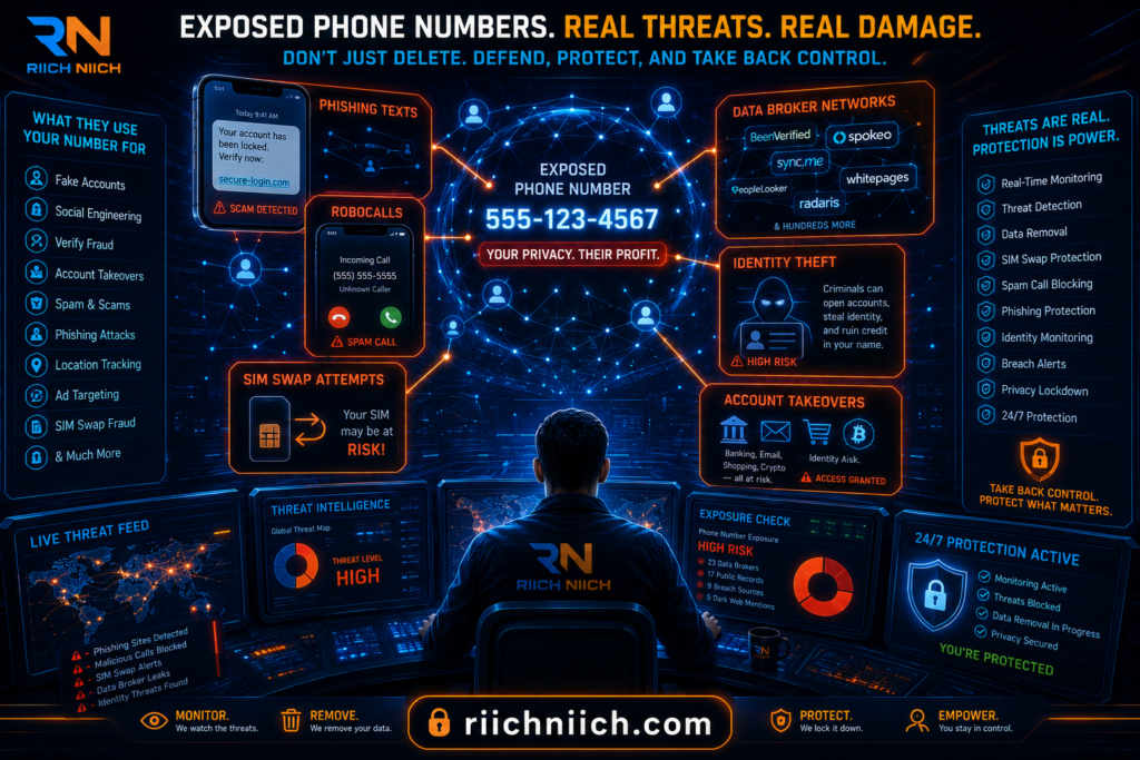 how to remove your phone number from data broker sites: Cybersecurity threat dashboard in neon glow