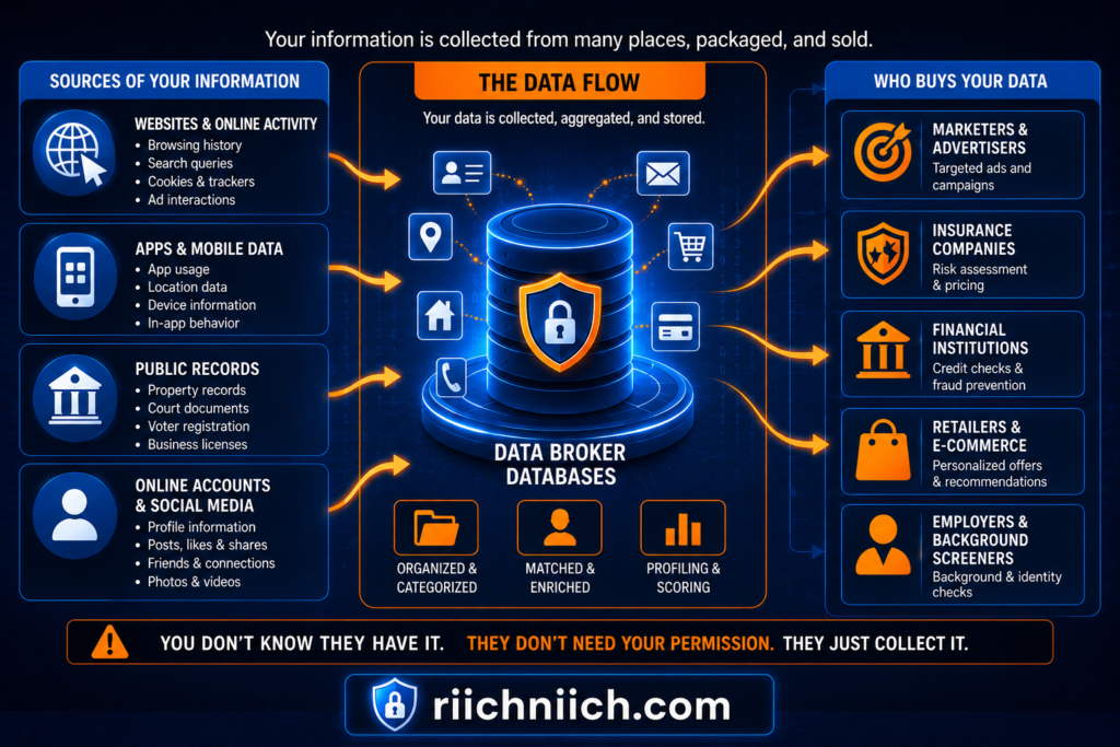 how data brokers get your information: Data privacy and collection infographic