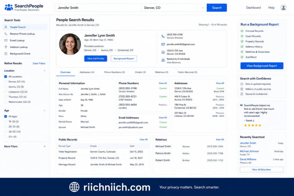 how data brokers get your information: People search dashboard interface design