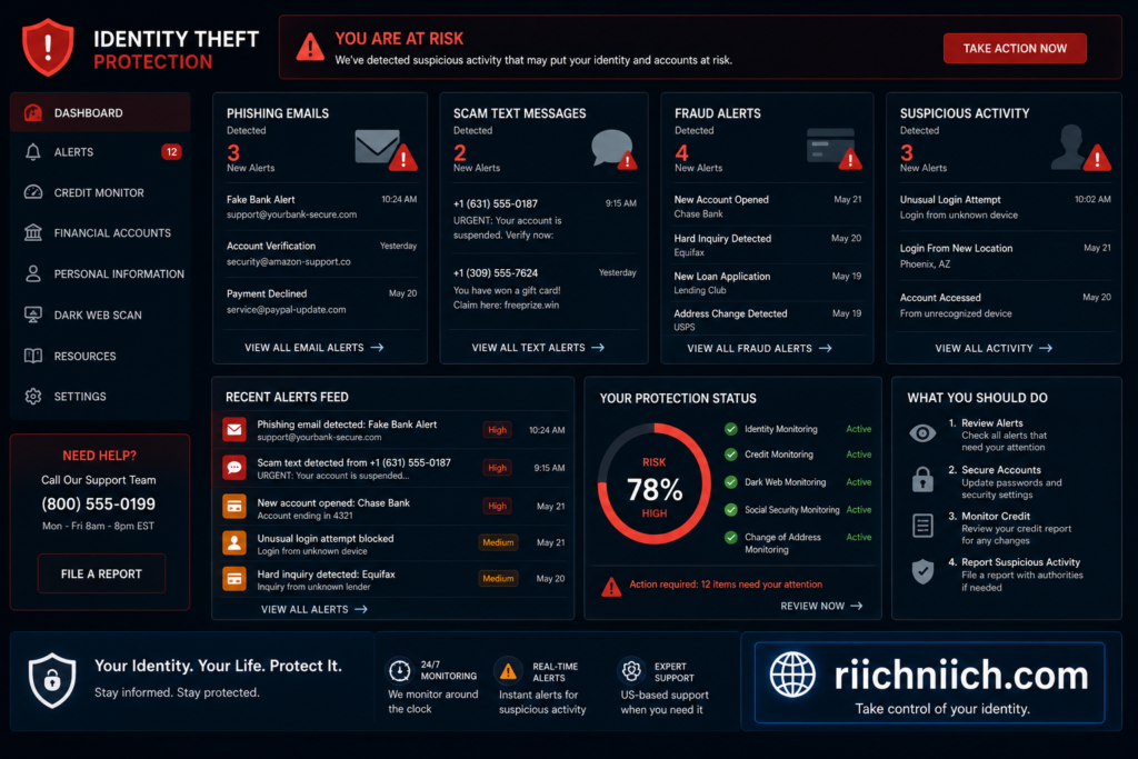 how data brokers get your information: Identity theft protection dashboard overview