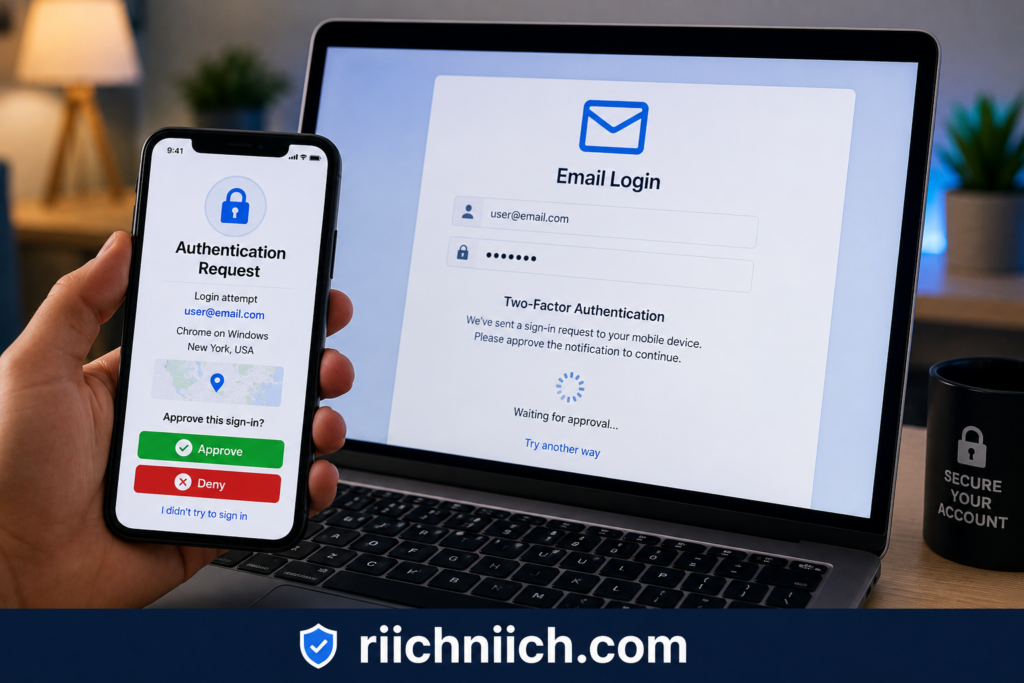 how to protect your email from hackers: MFA security login in action