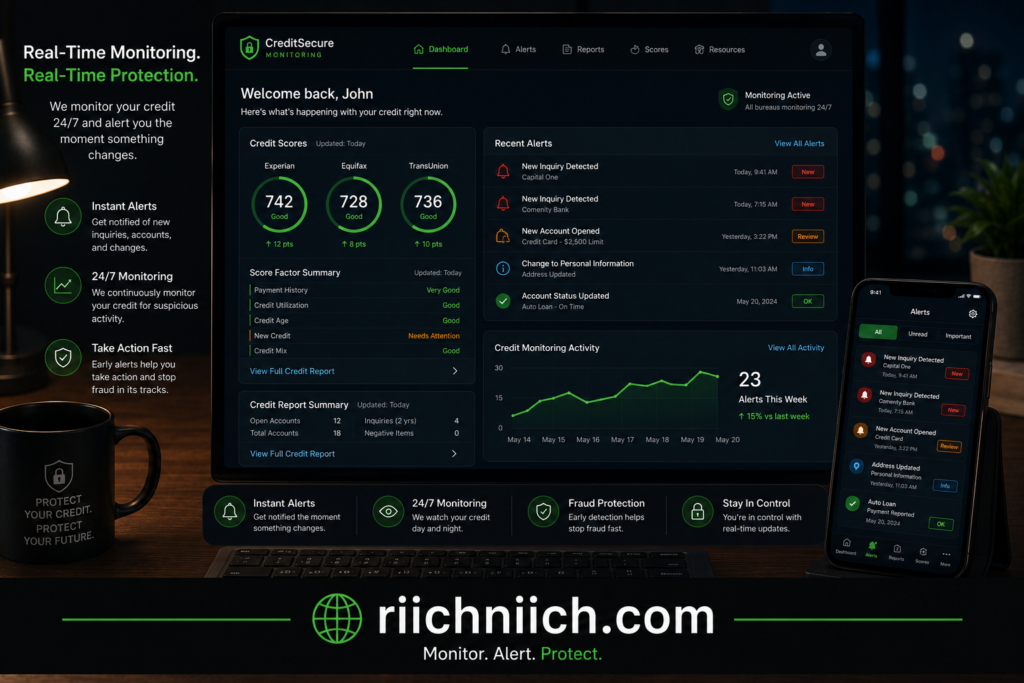 how to know if someone stole your identity: Real-time credit monitoring dashboard design