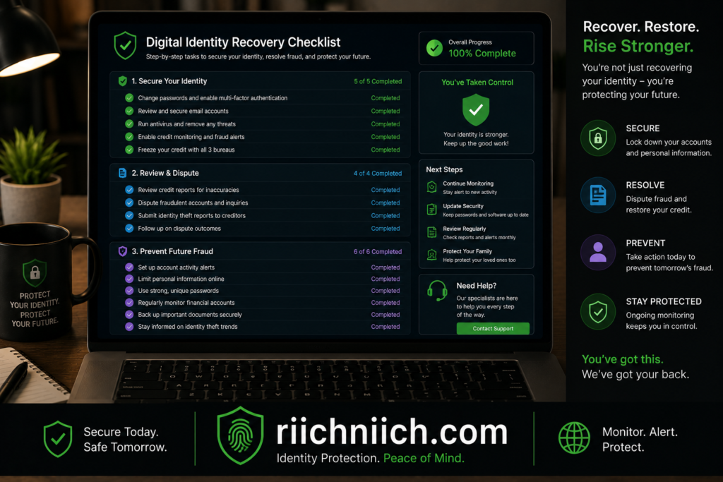how to know if someone stole your identity: Digital identity recovery checklist workspace
