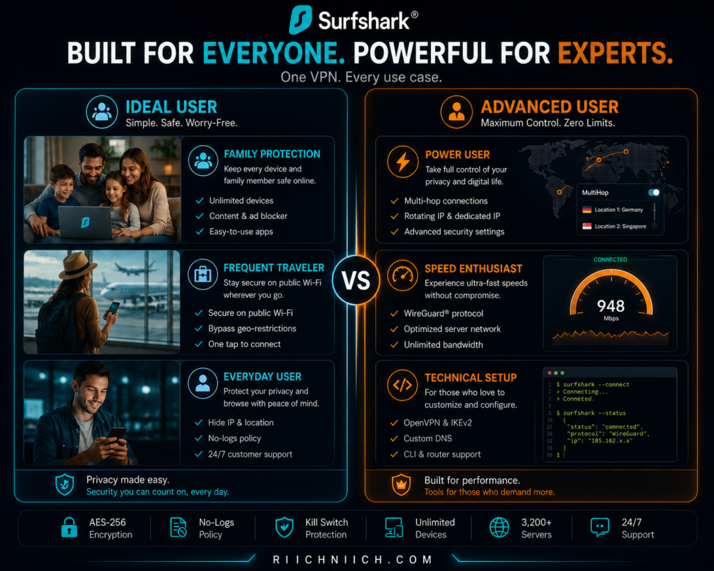 is surfshark worth it: Surfshark VPN user comparison infographic