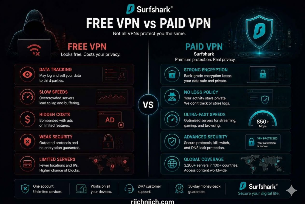 is surfshark worth it: Free vs Paid VPN comparison