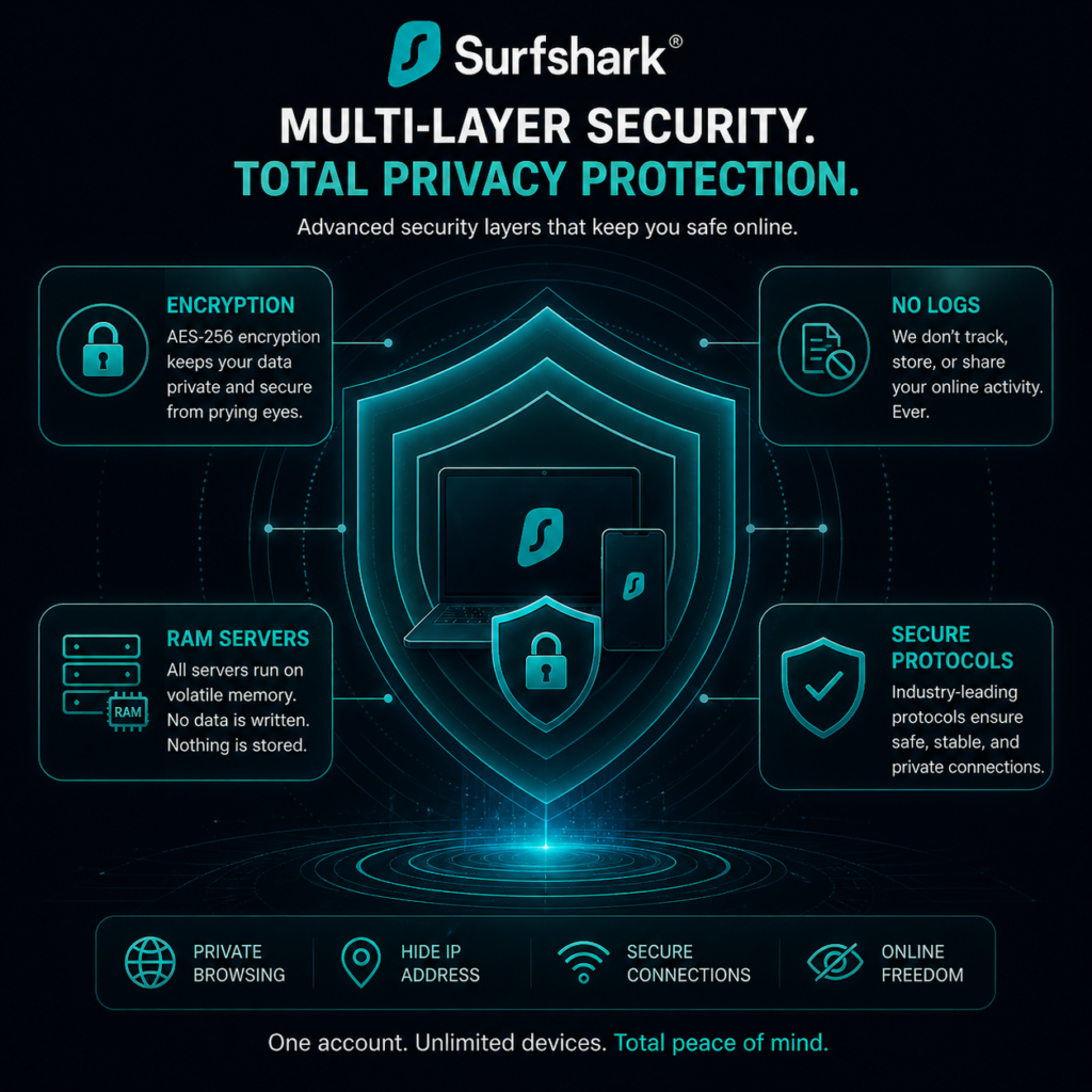 is surfshark worth it: Multi-layer security and privacy protection