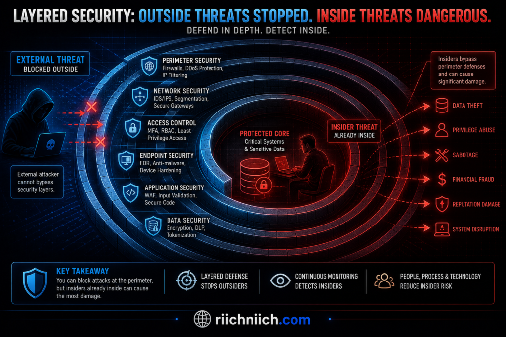 Why insider threats are more dangerous than hackers: Layered security: defending against insiders