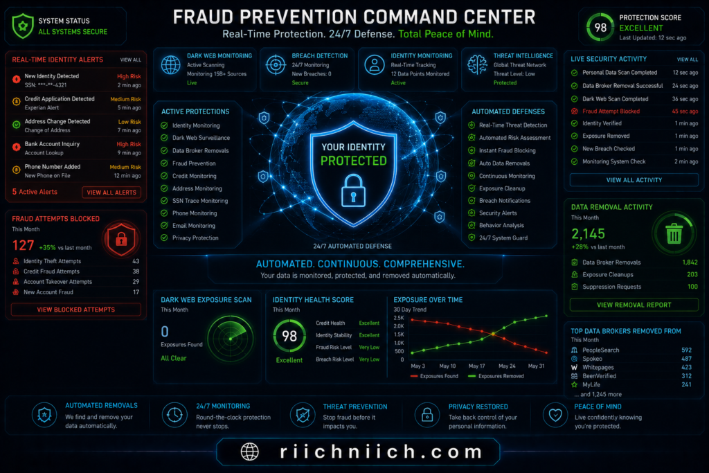  best data removal services: Fraud prevention command center dashboard