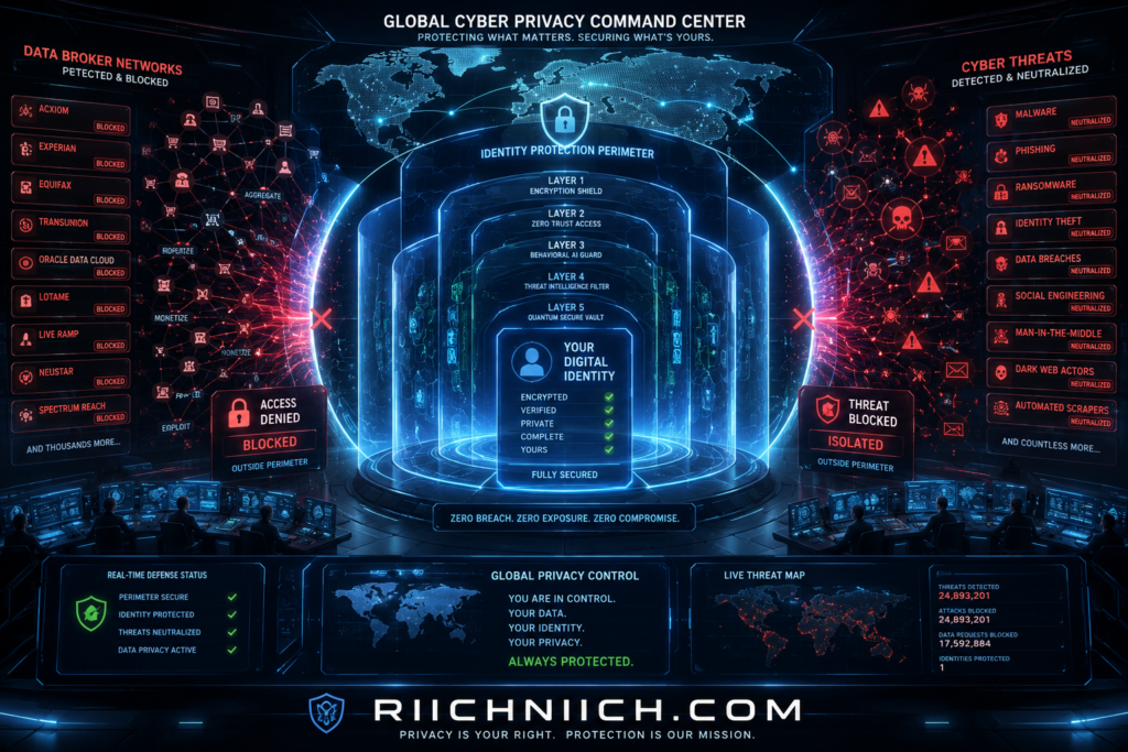 what is a data broker: Global cybersecurity defense command center