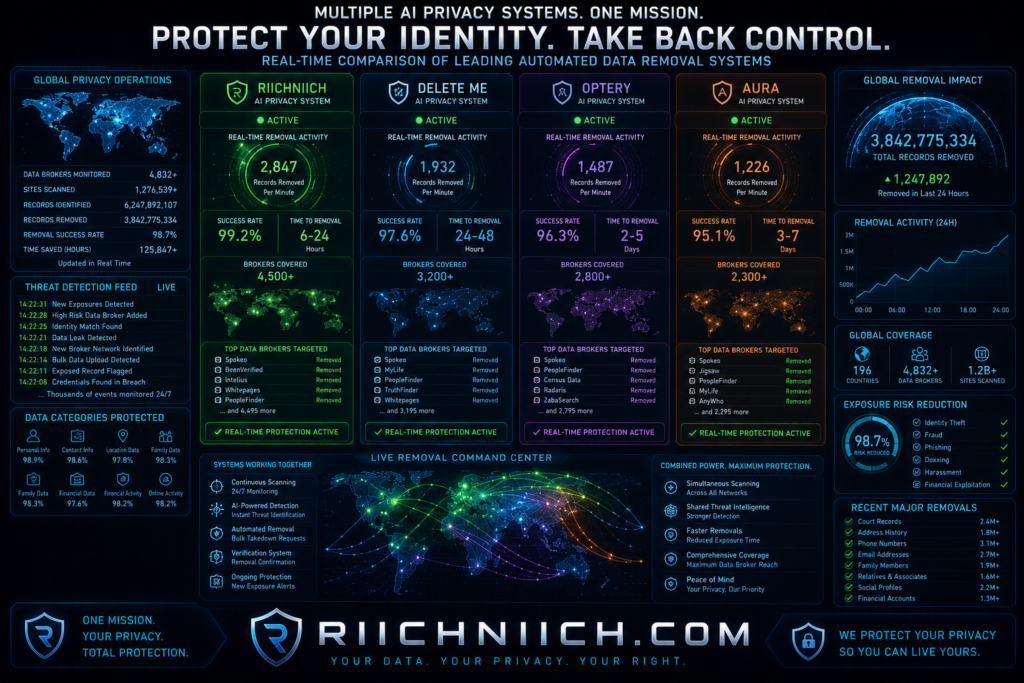 what is a data broker: Futuristic privacy AI dashboard in action