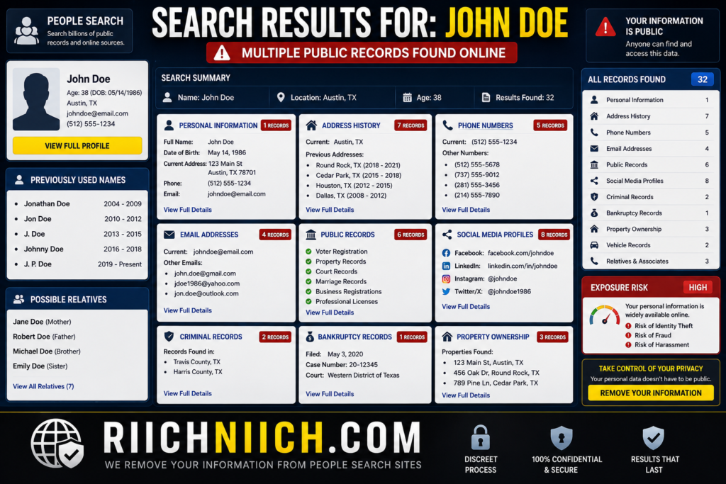 how to remove yourself from people search sites: Personal data exposure report snapshot