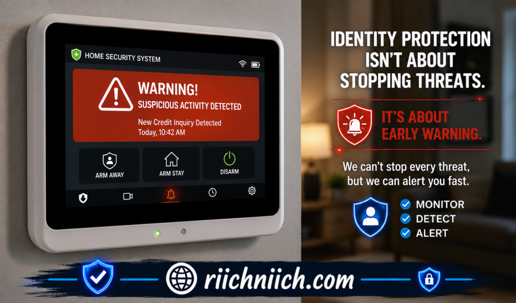 is identity theft protection worth it: Home security warning and protection ad