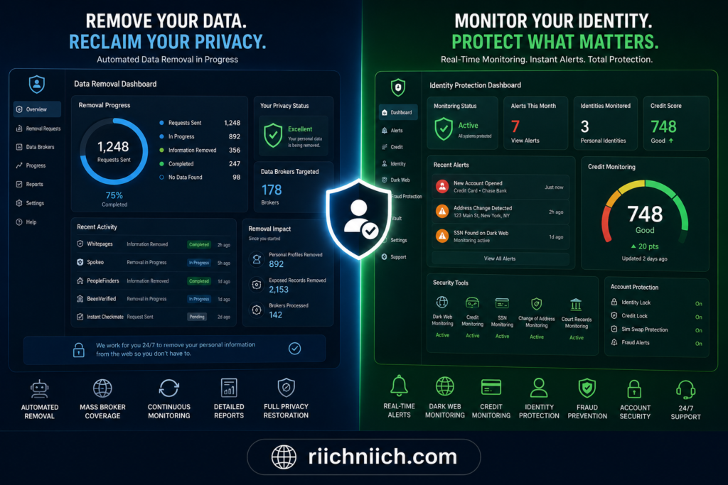 Incogni vs Aura: Data removal and identity protection dashboard