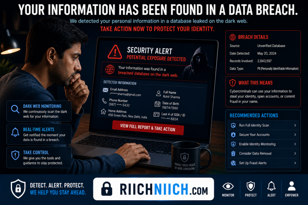how to stay anonymous online: Data breach warning alert dashboard