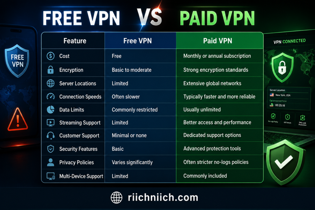 free vs paid VPN: Free VPN vs Paid VPN comparison