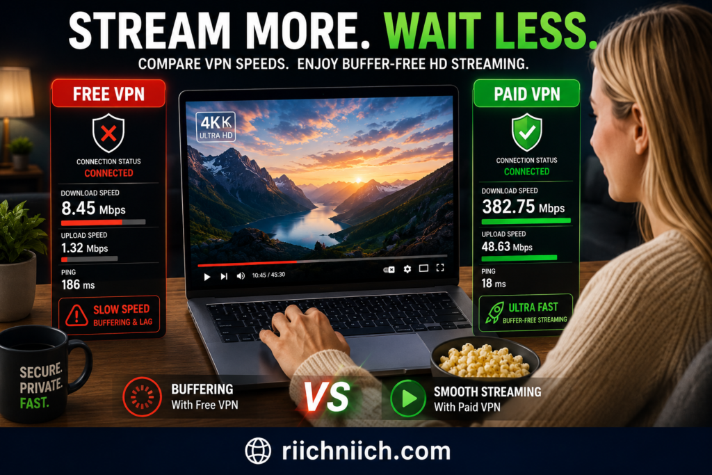 free vs paid VPN: Stream faster with a paid VPN