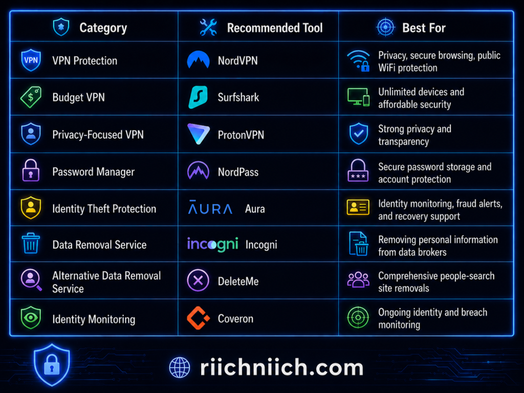 best cybersecurity tools: Cybersecurity tools comparison infographic