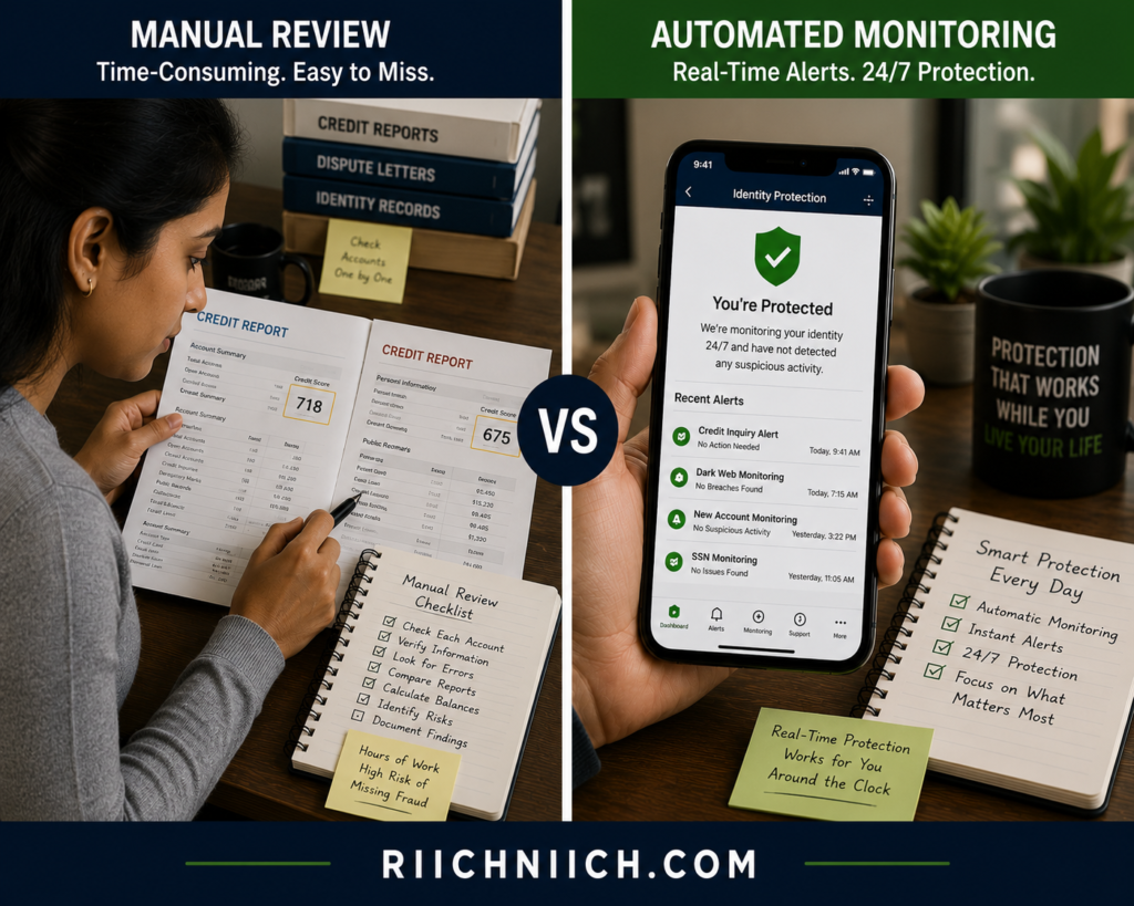 how long does it take to recover from identity theft: Manual review vs automated monitoring