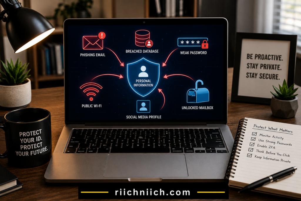 how to stop identity theft before it happens: Cybersecurity office setup with proactive message