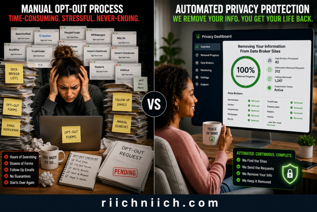 how to opt out of data brokers: Manual vs automated privacy protection