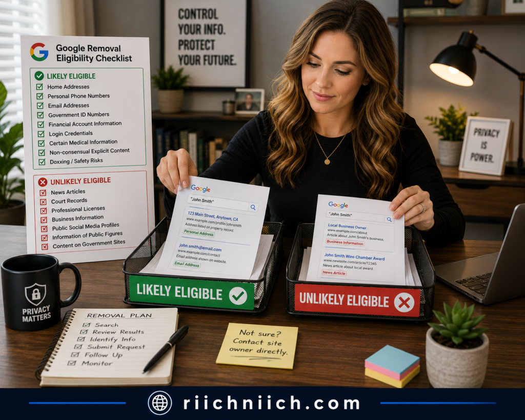 how to remove your information from Google search results: Google Removal Eligibility Checklist
