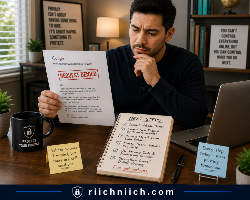 how to remove your information from Google search results: Denied Request, Determined Next Steps