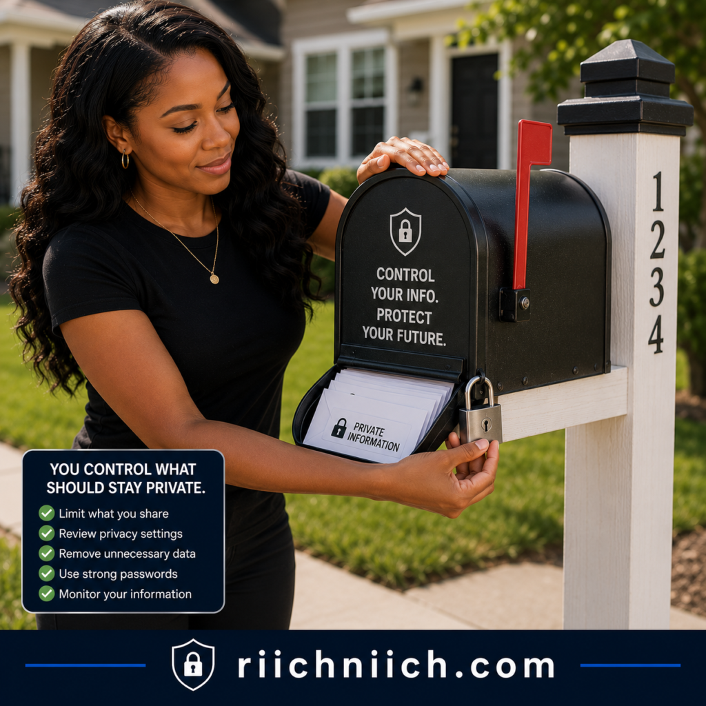 how to remove your information from Google search results: Black Woman Securing Private Mailbox