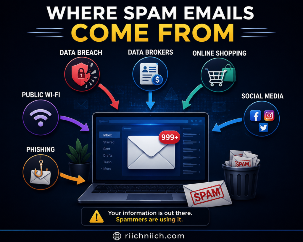 why am I getting so many spam emails: Where spam emails come from