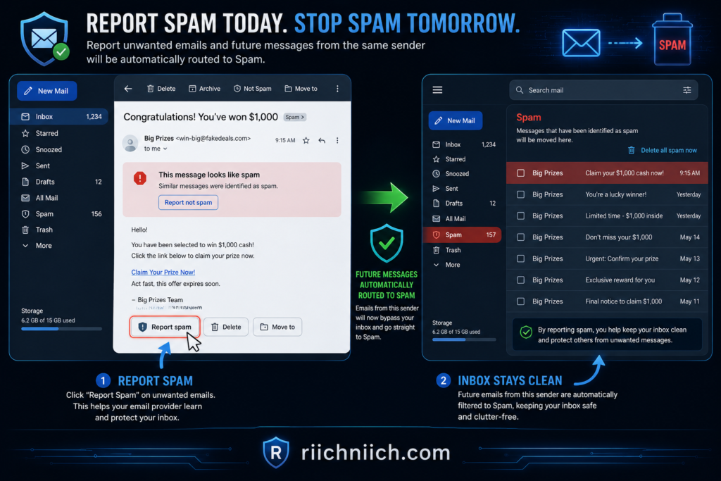 why am I getting so many spam emails: Report spam for a cleaner inbox