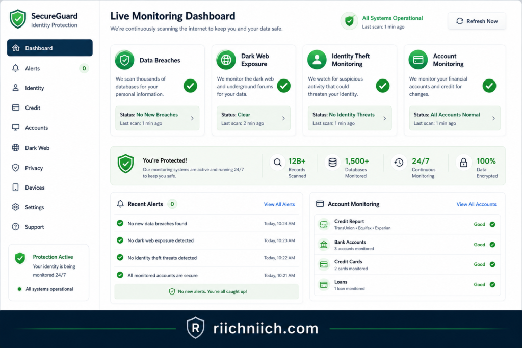 why am I getting so many spam emails: Live monitoring dashboard interface
