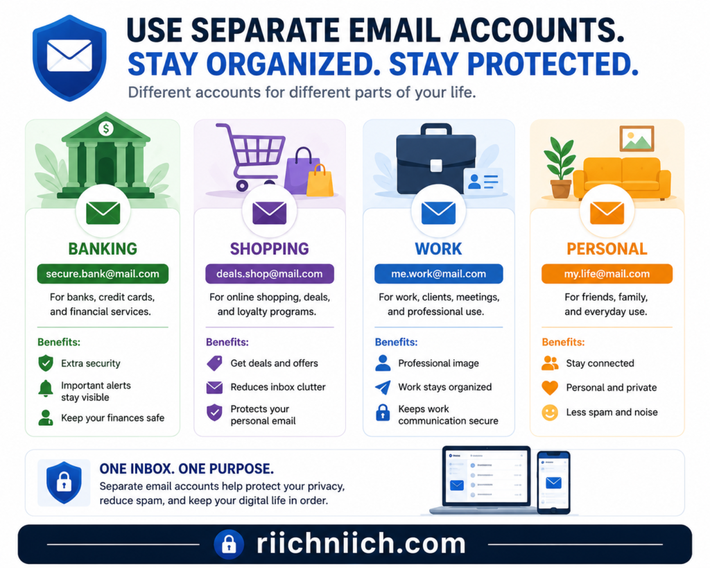 how to know if your email was leaked: Use separate email accounts for safety