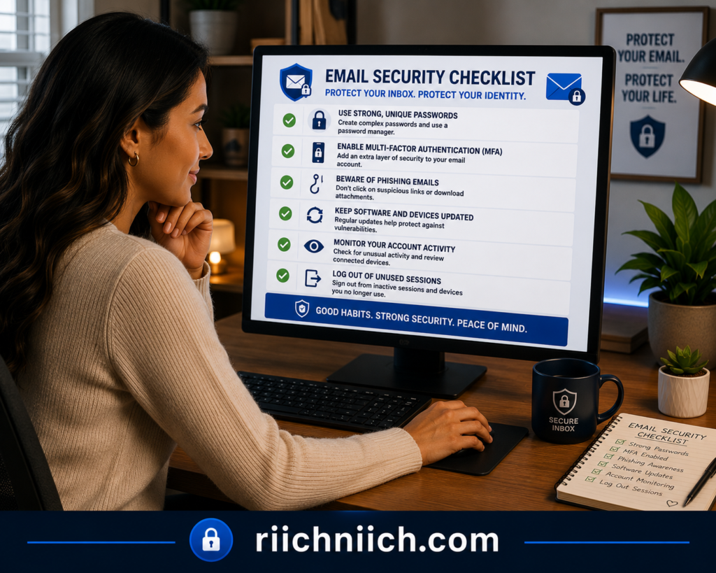 how to know if your email was leaked: Email security checklist in a modern office