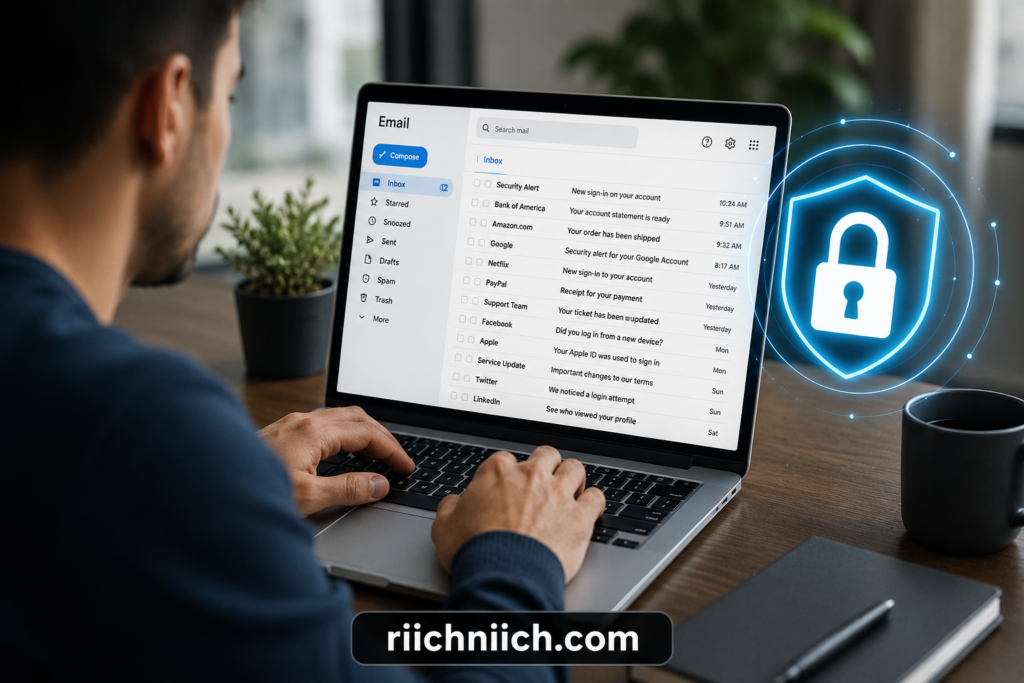 best email protection tools: Cybersecurity email check at desk