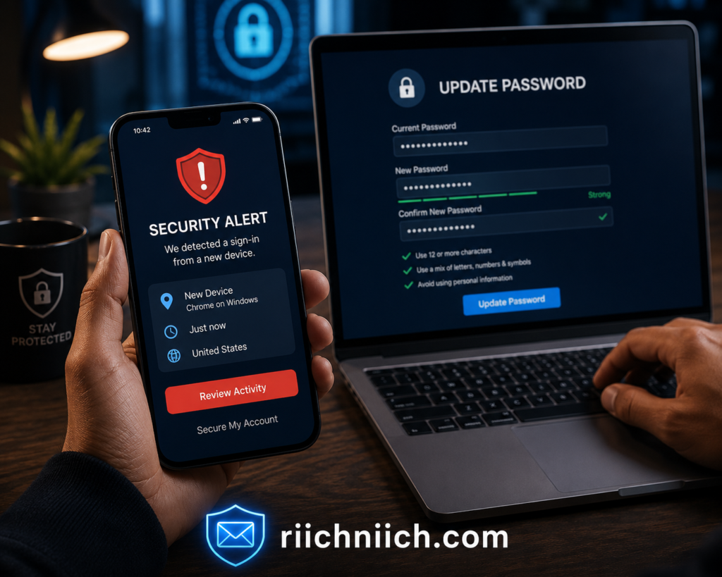 best email protection tools: Cybersecurity alert on a modern desk