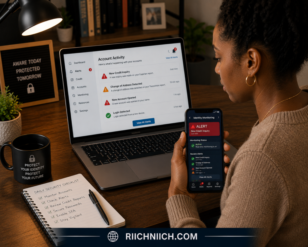 identity theft recovery checklist: Identity monitoring at home office