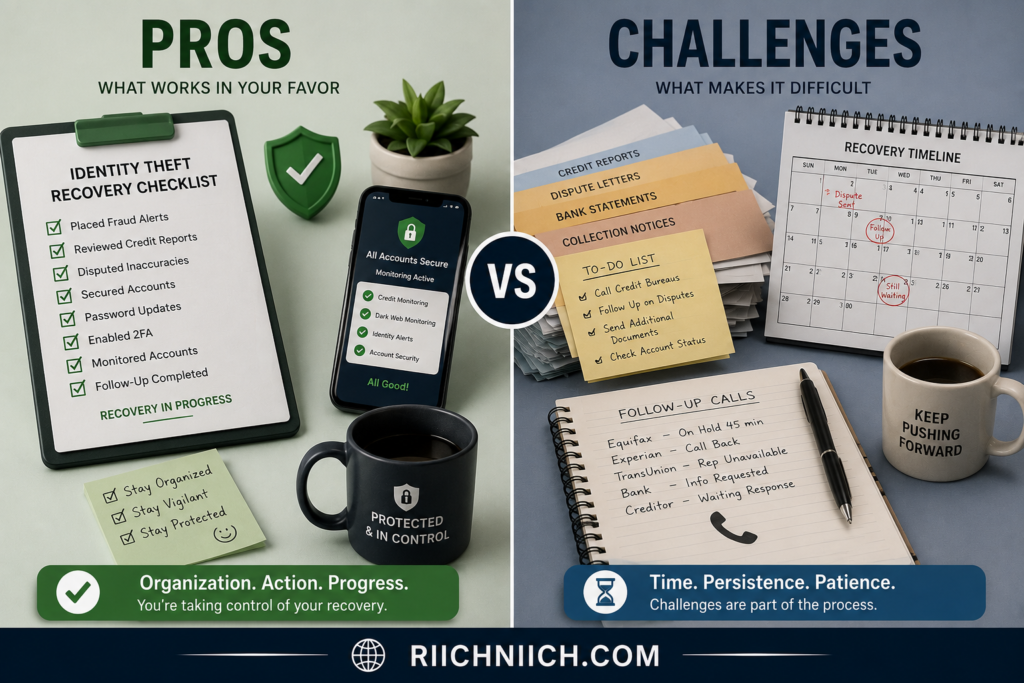 identity theft recovery checklist: Pros vs challenges in identity recovery