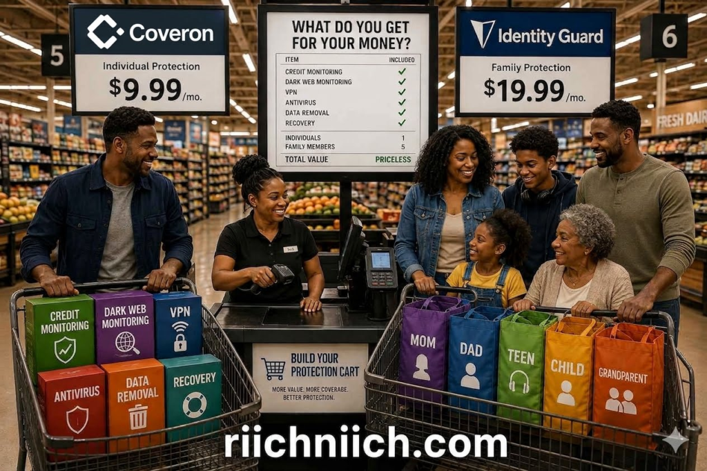 Coveron vs Identity Guard: Supermarket Protection Cart Comparison