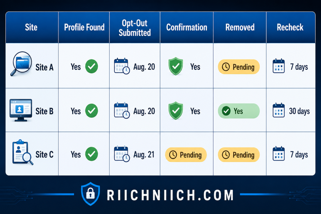 how to remove yourself from public records online: Site Opt-Out Status Dashboard