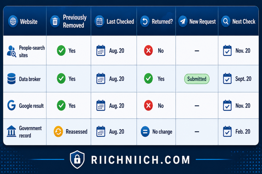 how to remove your information from public records: Website Status Tracking Dashboard