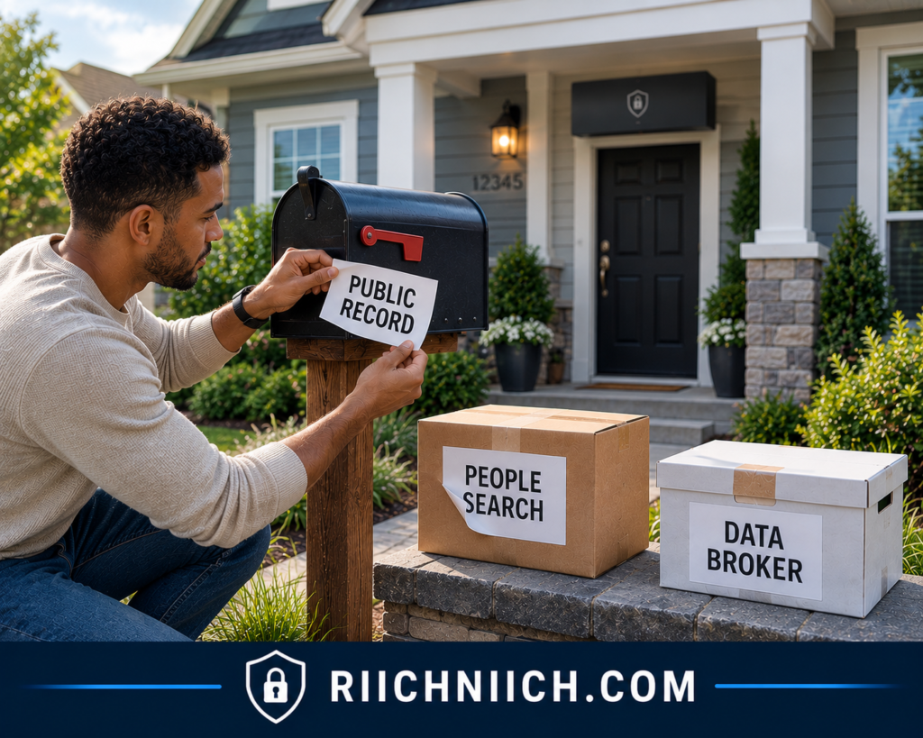 how to remove yourself from public records online: Public Records Mailbox Delivery Scene