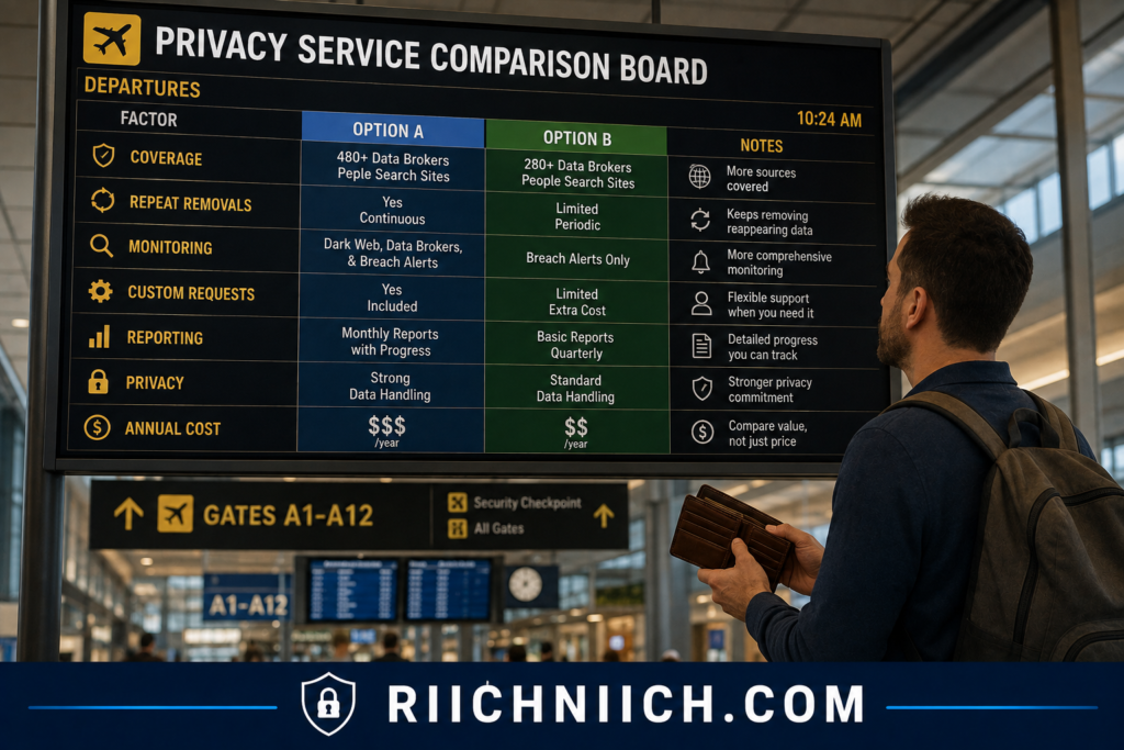how to remove yourself from public records online: Airport Privacy Comparison Board