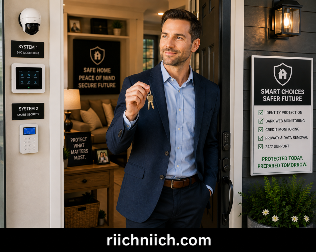 Coveron vs Aura: homeowner standing at the front door after completing a full home security upgrade
