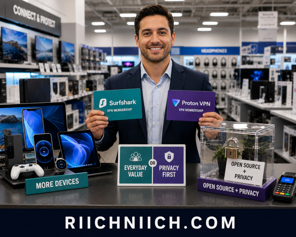 Surfshark vs ProtonVPN: Tech Store Privacy Showcase