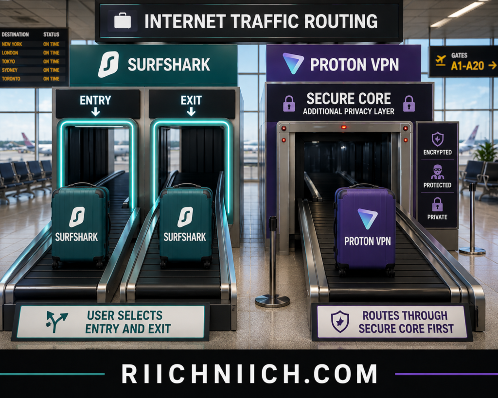 Surfshark vs ProtonVPN: Internet Traffic Routing